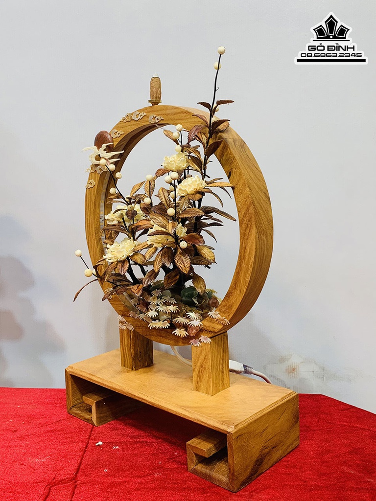 Bình Hoa Phù Dung Gỗ Sưa Cao 48 Ngang 30 Sâu 20 (cm) 2