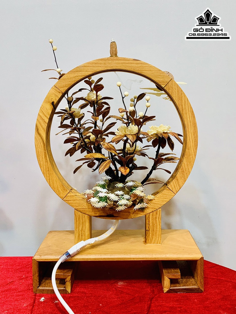 Bình Hoa Phù Dung Gỗ Sưa Cao 48 Ngang 30 Sâu 20 (cm) 4