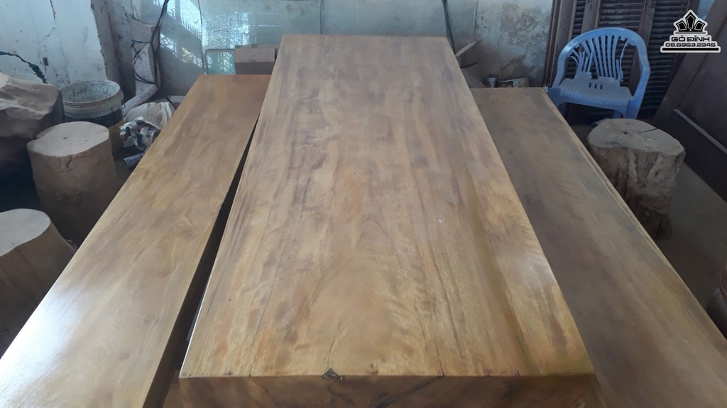Bộ Bàn Ghế K3 Gỗ Phay Bàn Dài 200 Ngang 76 Dày 15 Ghế Dài 200 Ngang 37 Dày 11 (cm) 1