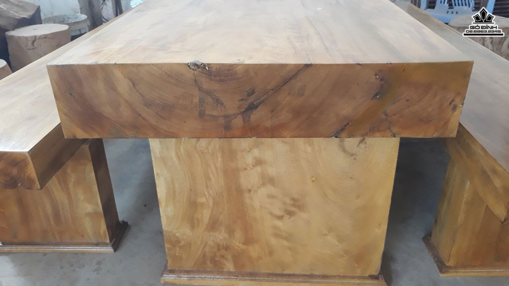 Bộ Bàn Ghế K3 Gỗ Phay Bàn Dài 200 Ngang 76 Dày 15 Ghế Dài 200 Ngang 37 Dày 11 (cm) 4