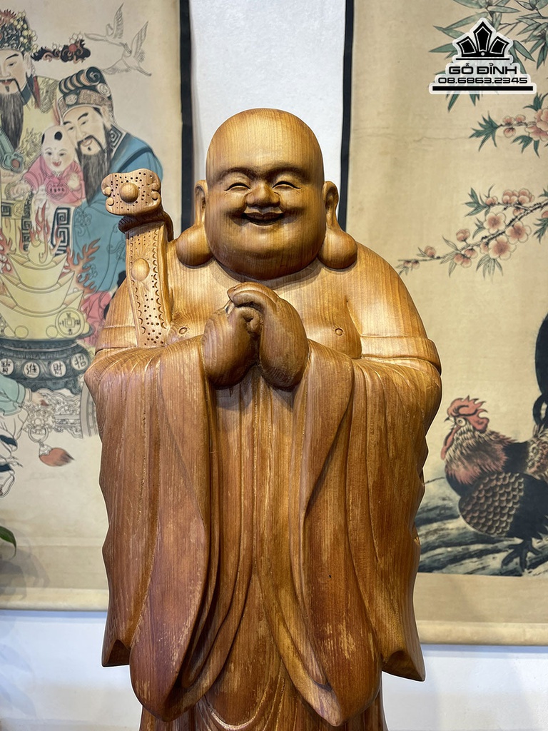 Tượng Phật Di Lặc Chúc Phúc Gỗ Ngọc Am Cao 70 Ngang 26 Sâu 18 (cm) 2