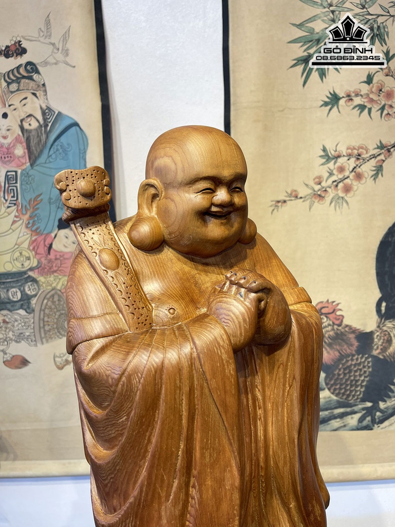 Tượng Phật Di Lặc Chúc Phúc Gỗ Ngọc Am Cao 70 Ngang 26 Sâu 18 (cm) 4