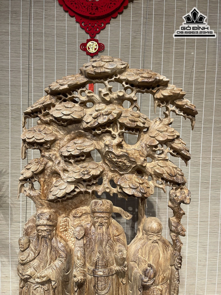 Tượng Phúc Lộc Thọ Gỗ Ngọc Am Cao 105 Ngang 46 Sâu 18 (cm) 2