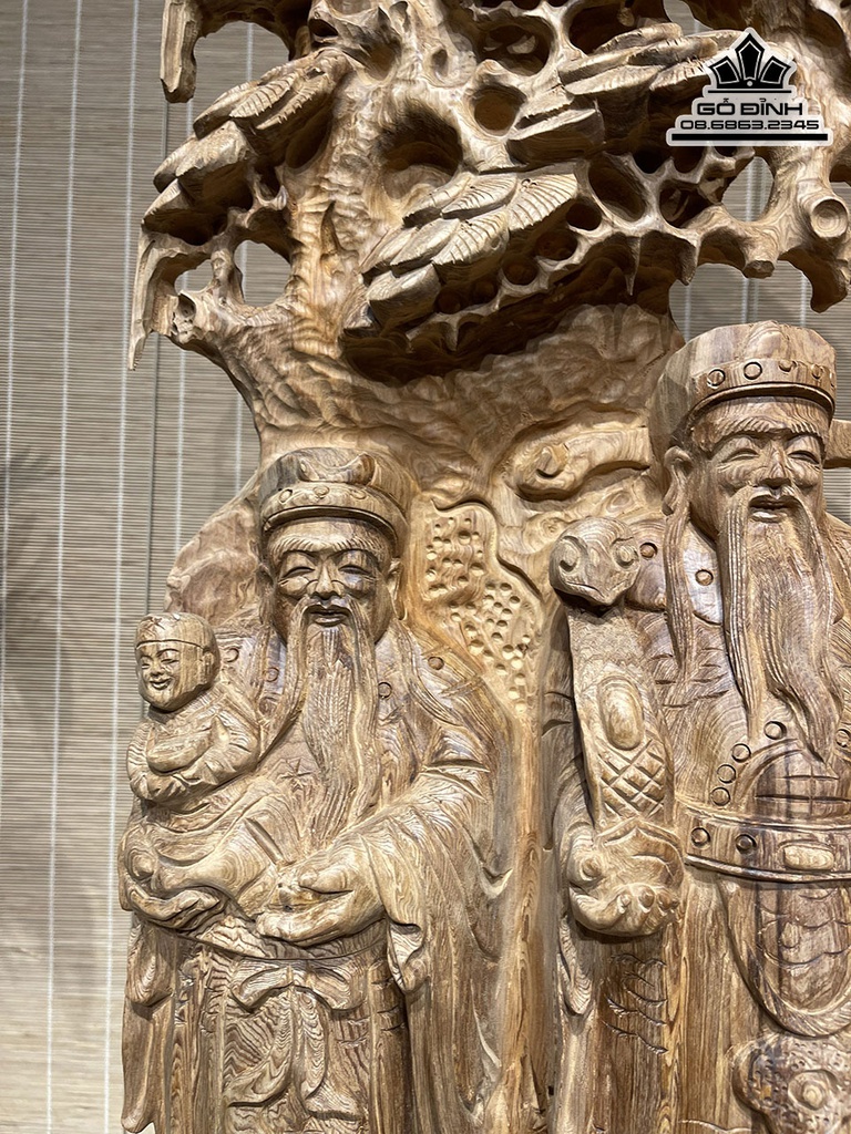 Tượng Phúc Lộc Thọ Gỗ Ngọc Am Cao 105 Ngang 46 Sâu 18 (cm) 3
