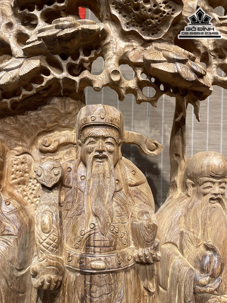 Tượng Phúc Lộc Thọ Gỗ Ngọc Am Cao 105 Ngang 46 Sâu 18 (cm)4