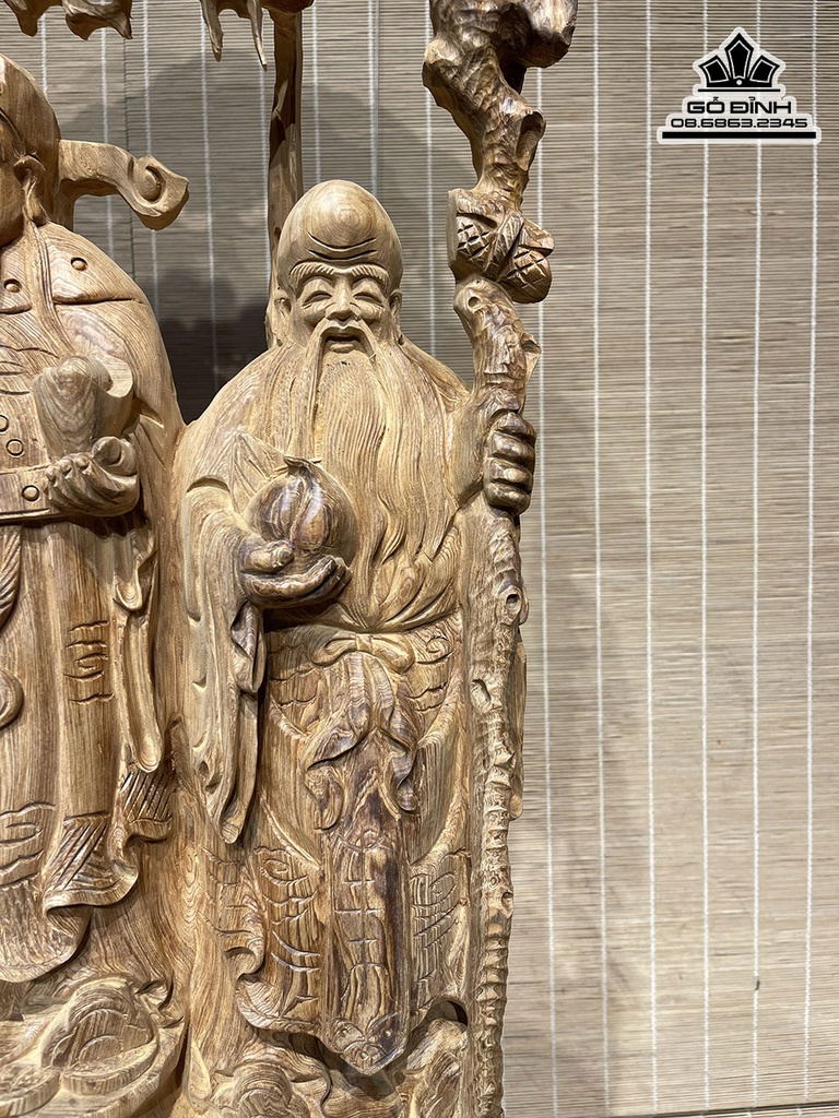 Tượng Phúc Lộc Thọ Gỗ Ngọc Am Cao 105 Ngang 46 Sâu 18 (cm)5