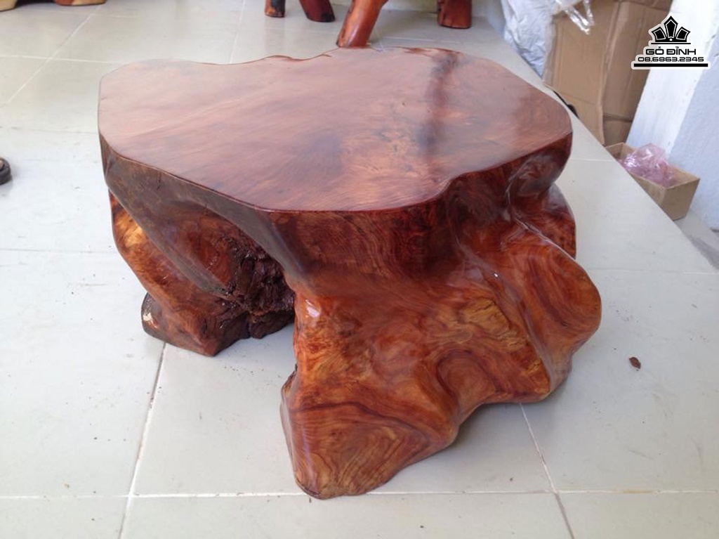 Đôn Gỗ Nguyên Khối Gỗ Gõ Đỏ Cà Te Cao 27 Mặt 51-42 (cm)DC102 1