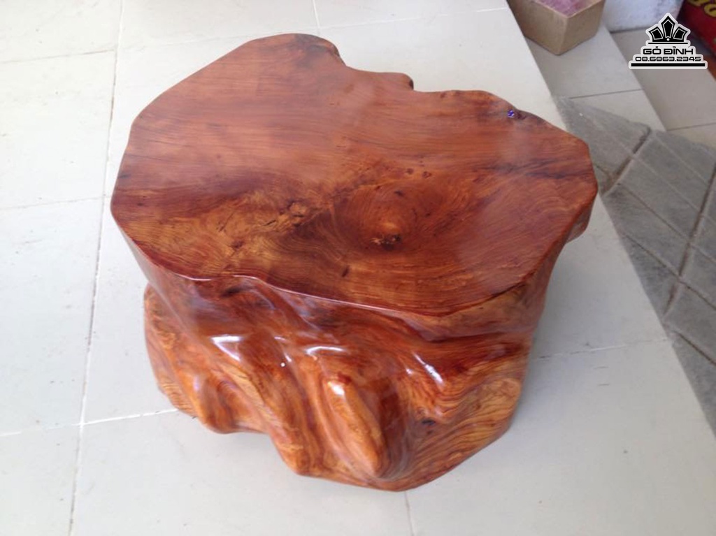 Đôn Gỗ Nguyên Khối Gỗ Gõ Đỏ Cà Te Cao 27 Mặt 51-42 (cm)DC102 3