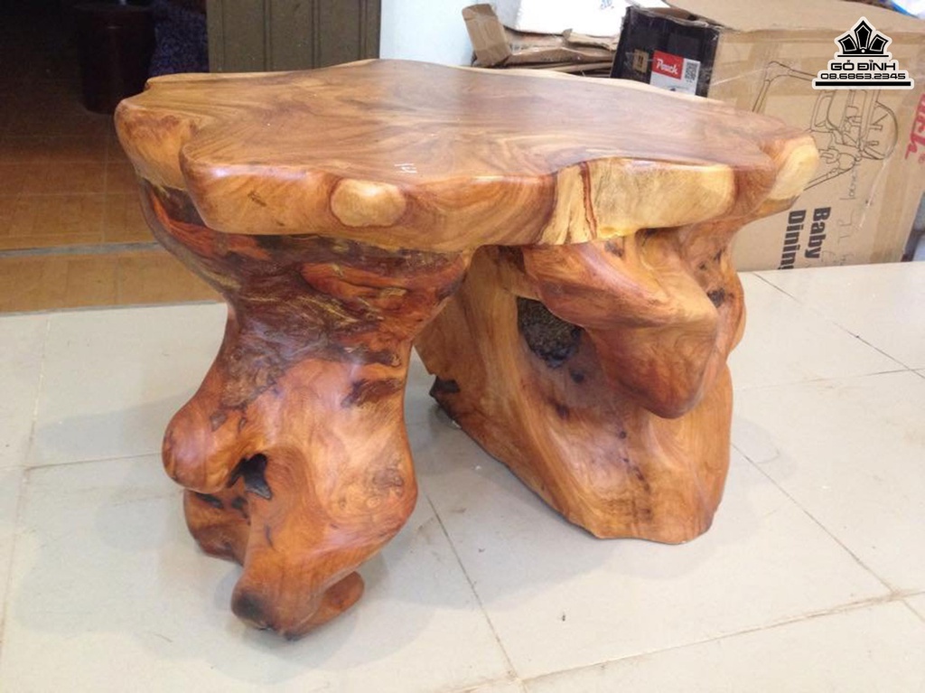 Đôn Gỗ Nguyên Khối Gỗ Gõ Đỏ Cà Te Cao 41 Mặt 58-44(cm)DC1142 2