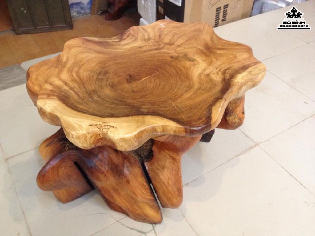 Đôn Gỗ Nguyên Khối Gỗ Gõ Đỏ Cà Te Cao 41 Mặt 58-44(cm)DC1142 3