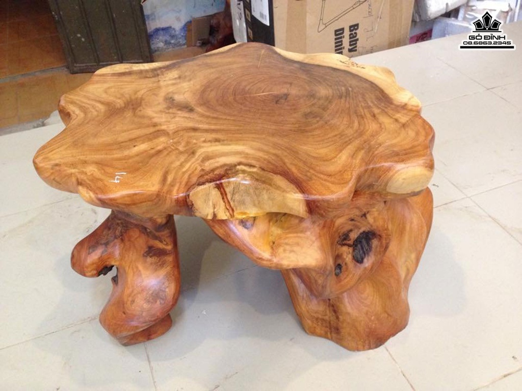 Đôn Gỗ Nguyên Khối Gỗ Gõ Đỏ Cà Te Cao 41 Mặt 58-44(cm)DC1142 4