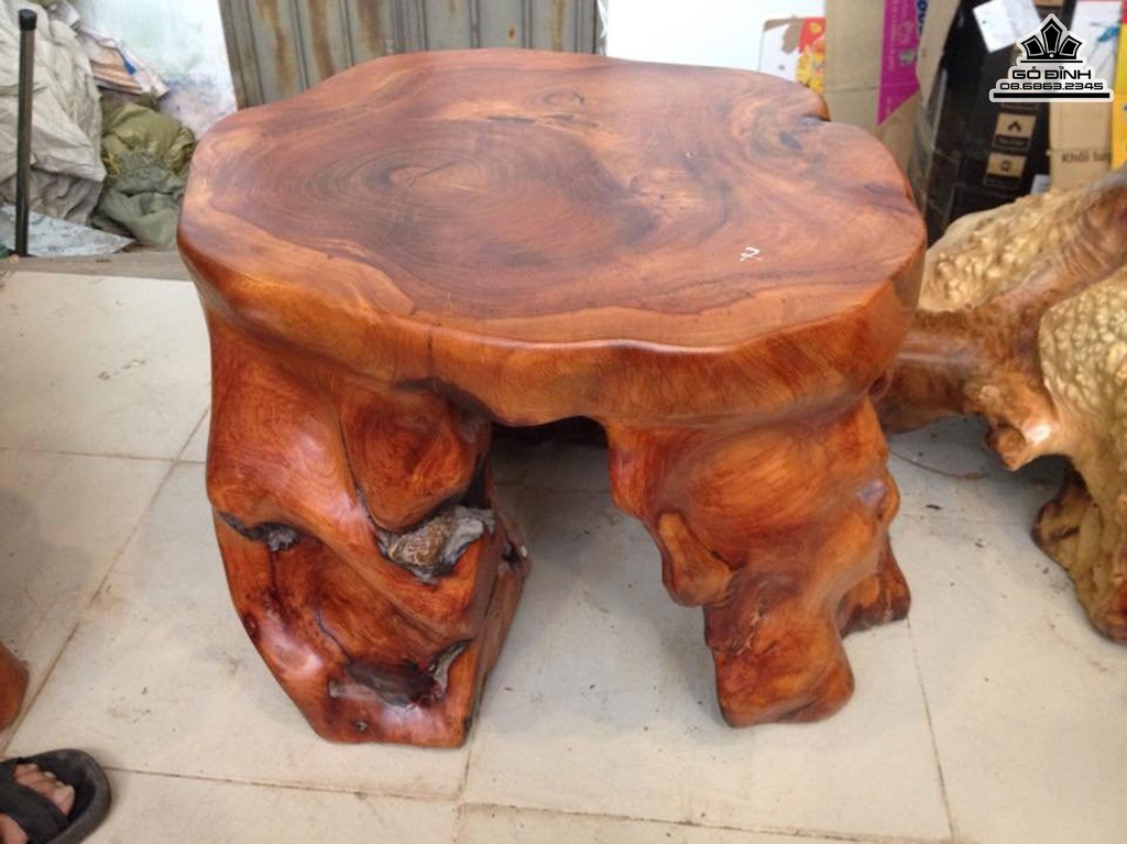 Đôn Gỗ Nguyên Khối Gỗ Gõ Đỏ Cà Te Cao 45 Mặt 55-50(cm)DC1225 4