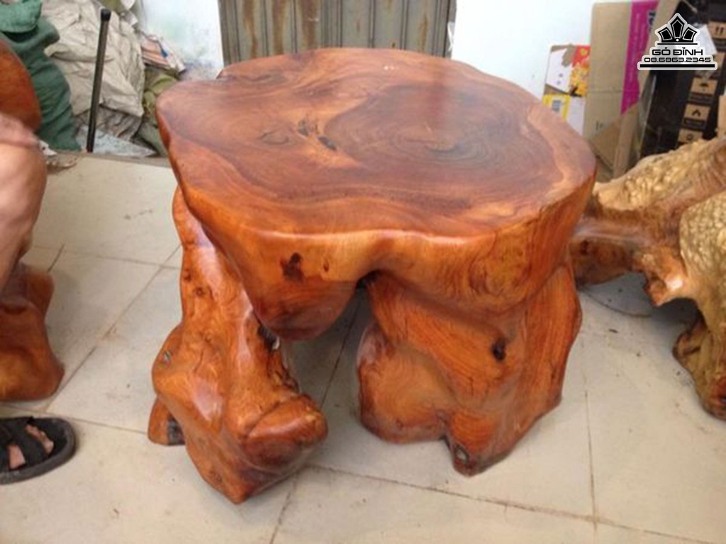 Đôn Gỗ Nguyên Khối Gỗ Gõ Đỏ Cà Te Cao 45 Mặt 55-50(cm)DC12256