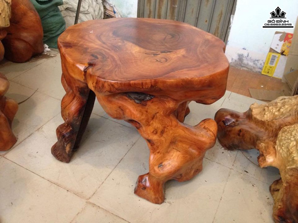 Đôn Gỗ Nguyên Khối Gỗ Gõ Đỏ Cà Te Cao 45 Mặt 55-50(cm)DC12257