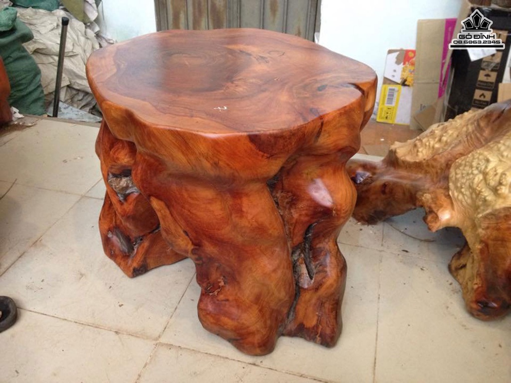 Đôn Gỗ Nguyên Khối Gỗ Gõ Đỏ Cà Te Cao 45 Mặt 55-50(cm)DC12258