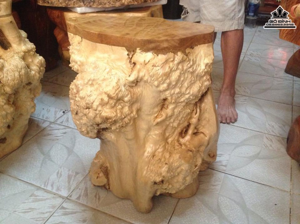 Đôn Gỗ Nguyên Khối Gỗ nu Hương Cao 48 Ngang 46 Sâu 36 Mặt 36-24(cm)DH22 2