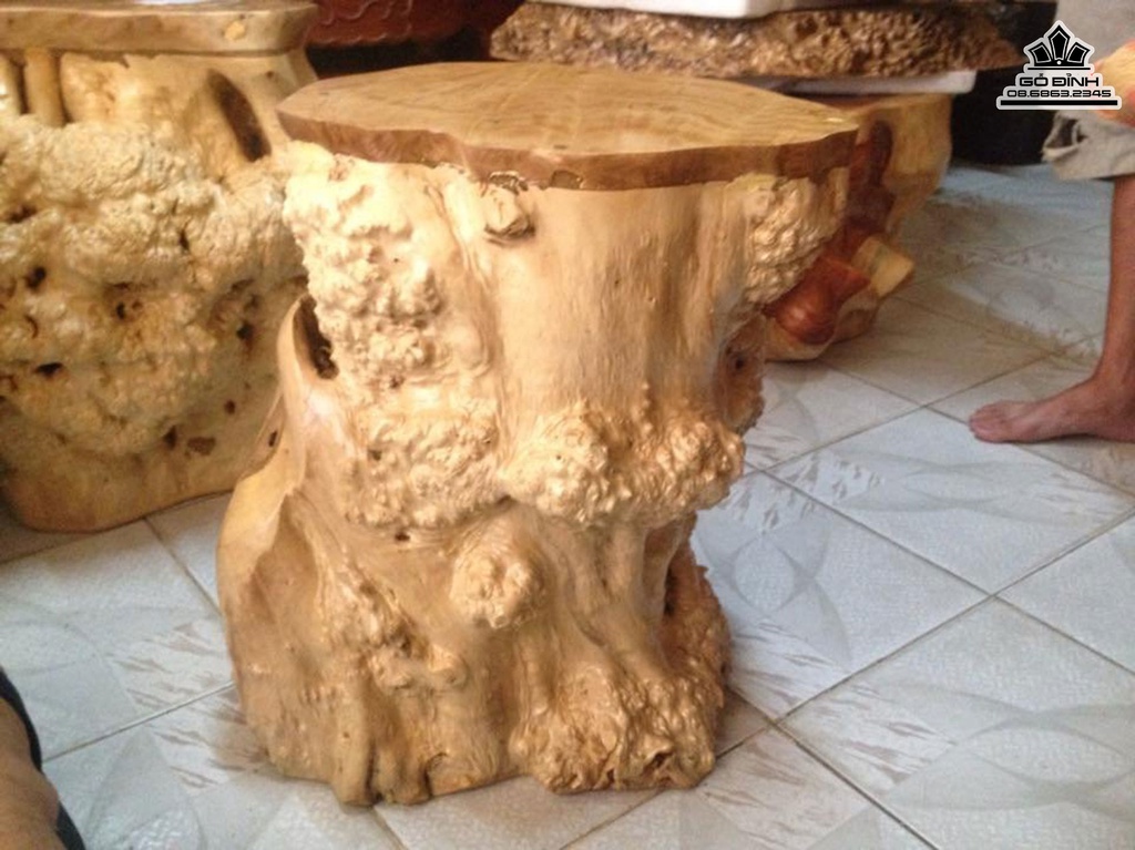 Đôn Gỗ Nguyên Khối Gỗ nu Hương Cao 48 Ngang 46 Sâu 36 Mặt 36-24(cm)DH22 3