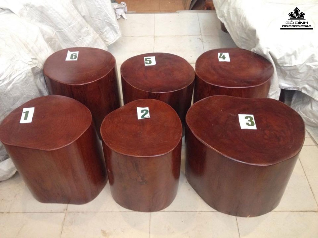 Bộ 6 Đôn Gỗ  Lim Đá Cao 42 Mặt 37-32 (cm)DL451 5