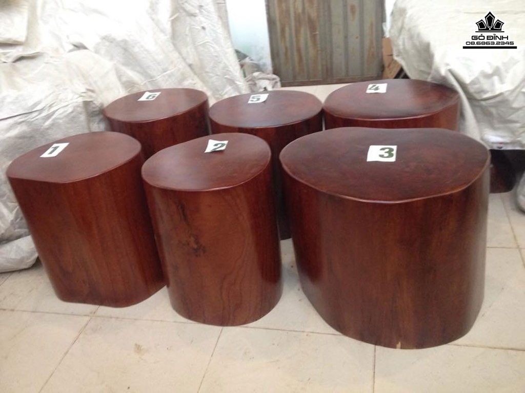 Bộ 6 Đôn Gỗ  Lim Đá Cao 42 Mặt 37-32 (cm)DL451 6
