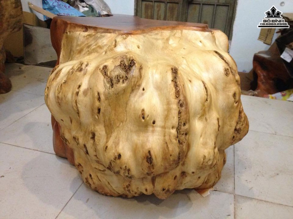Đôn Gỗ Nguyên Khối Gỗ Gõ Cao 40 Ngang 60 Sâu 54 Mặt 42-36(cm)DC163 3