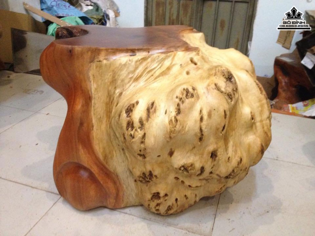 Đôn Gỗ Nguyên Khối Gỗ Gõ Cao 40 Ngang 60 Sâu 54 Mặt 42-36(cm)DC163 5