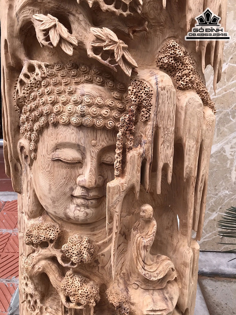 Tượng Diện Phật Gỗ Ngọc Am Cao 87 Ngang 47 Sâu 18 (cm) 2