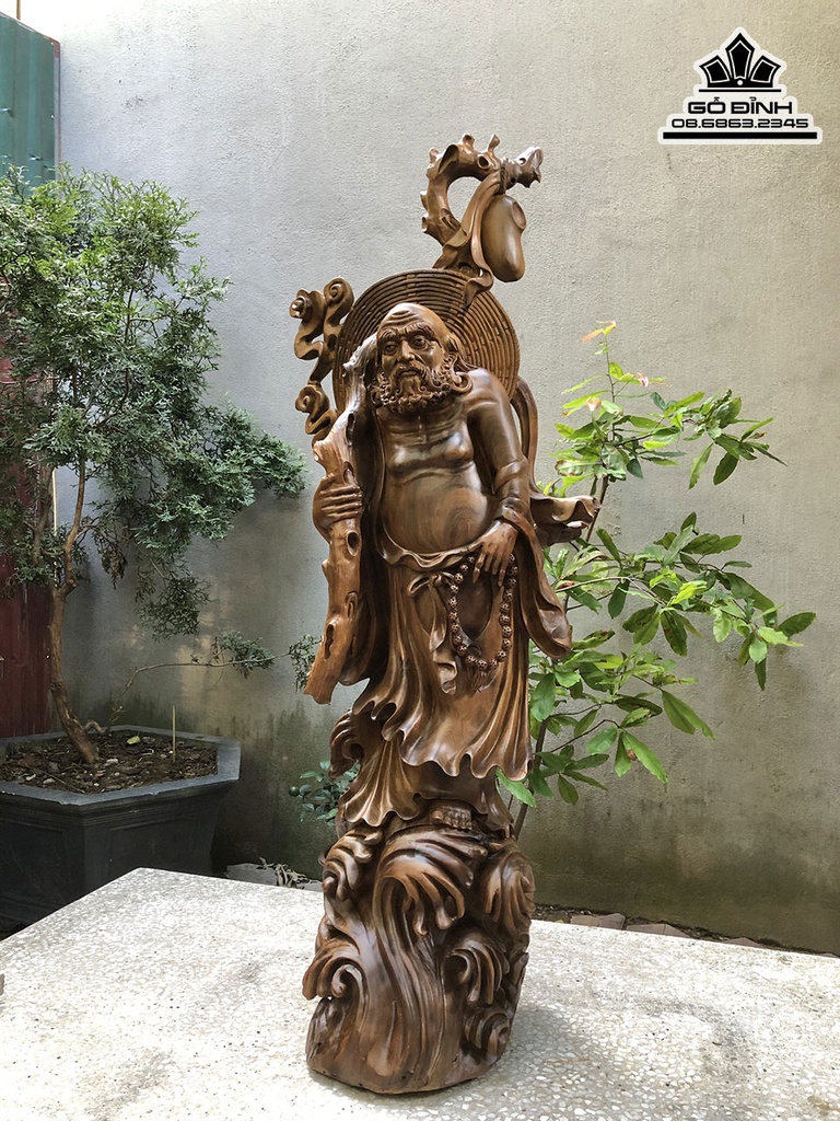 Tượng Đạt Ma Sư Tổ Gỗ Bách Xanh Cao 103 Ngang 40 Sâu 25 (cm) 0