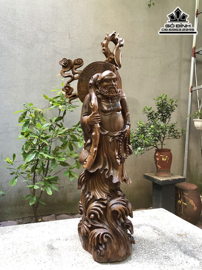 Tượng Đạt Ma Sư Tổ Gỗ Bách Xanh Cao 103 Ngang 40 Sâu 25 (cm) 1