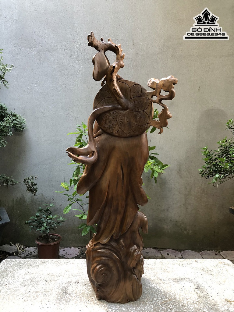 Tượng Đạt Ma Sư Tổ Gỗ Bách Xanh Cao 103 Ngang 40 Sâu 25 (cm) 2