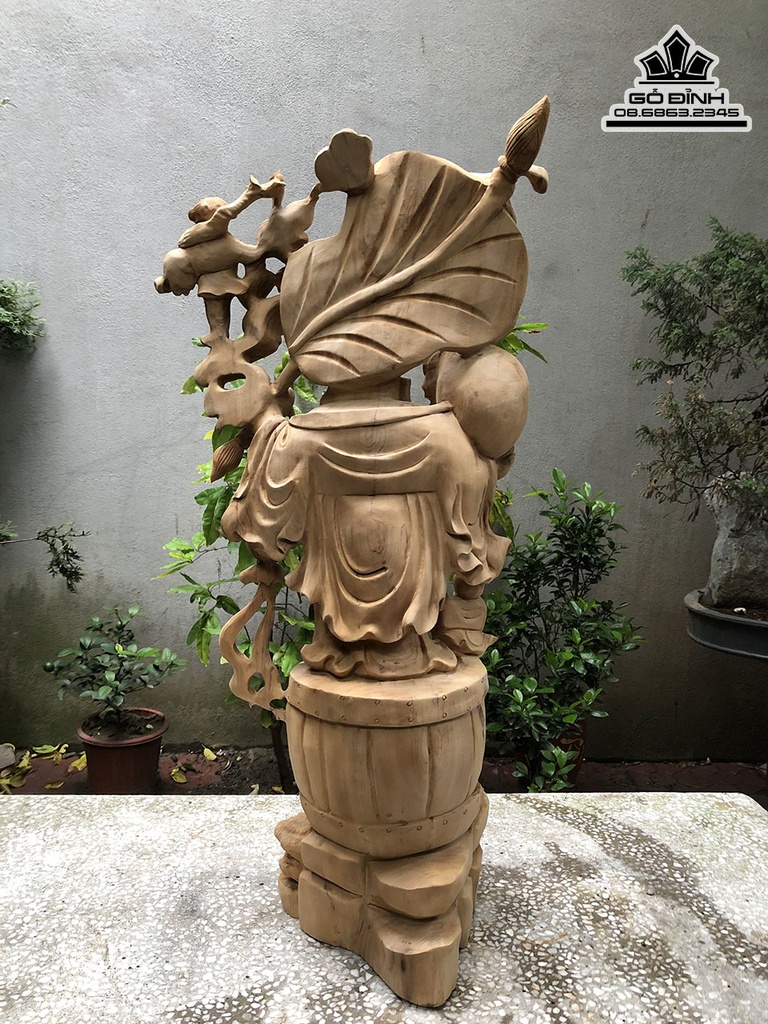 Tượng Phật Di Lặc Gỗ Ngọc Am Cao 90 Ngang 45 Sâu 27 (cm) 0