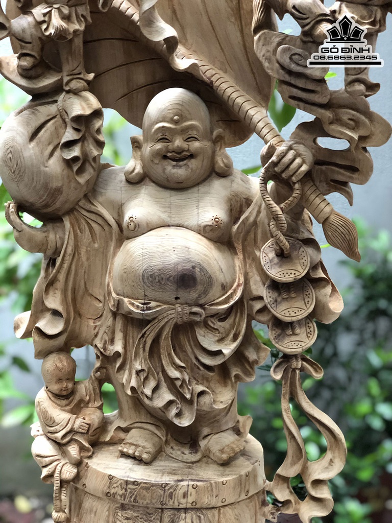 Tượng Phật Di Lặc Gỗ Ngọc Am Cao 90 Ngang 45 Sâu 27 (cm) 1