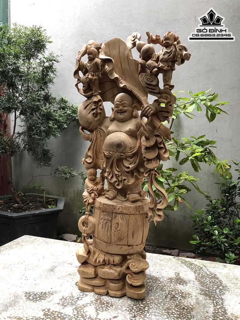 Tượng Phật Di Lặc Gỗ Ngọc Am Cao 90 Ngang 45 Sâu 27 (cm) 2
