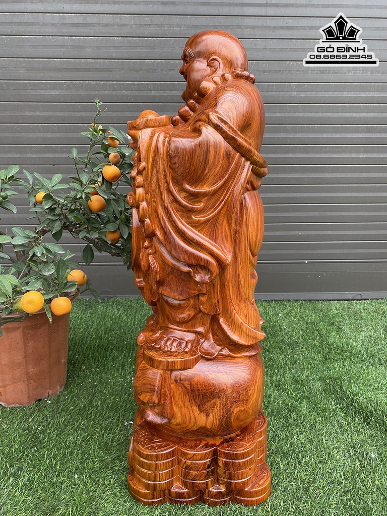 Tượng Phật Di Lặc Như Ý Gỗ Hương Cao 79 Ngang 30 Sâu 25 (cm) 0