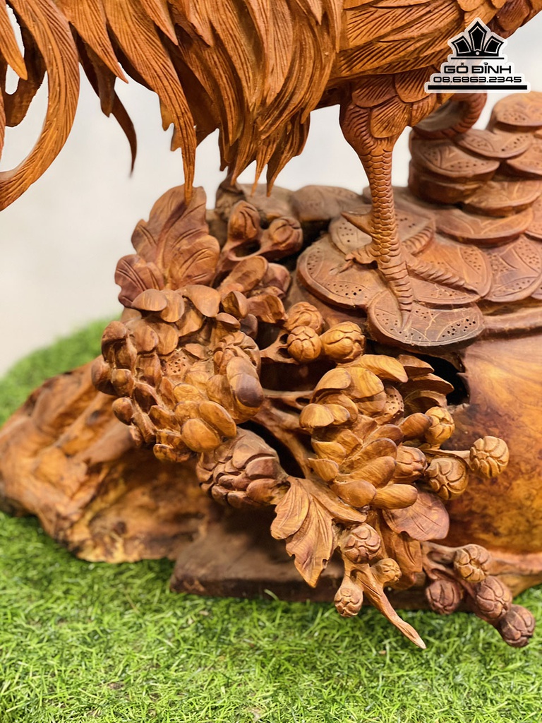 Tượng Gà Trống Gỗ Hương Cao 61 Ngang 57 Sâu 24 (cm) 3