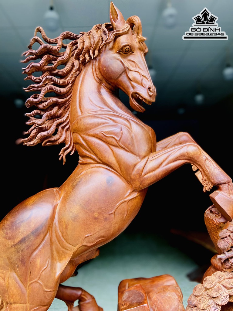 Tượng Ngựa Gỗ Hương Cao 156 Ngang 95 Sâu 85 (cm)6