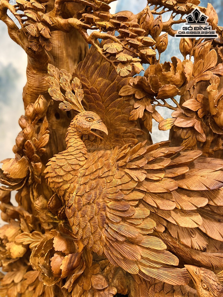 Tượng Phu Thê Viên Mãng Gỗ Hương Cao 118 Ngang 100 Sâu 36 (cm) 1