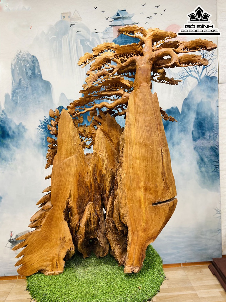 Tượng Phu Thê Viên Mãng Gỗ Hương Cao 118 Ngang 100 Sâu 36 (cm) 3