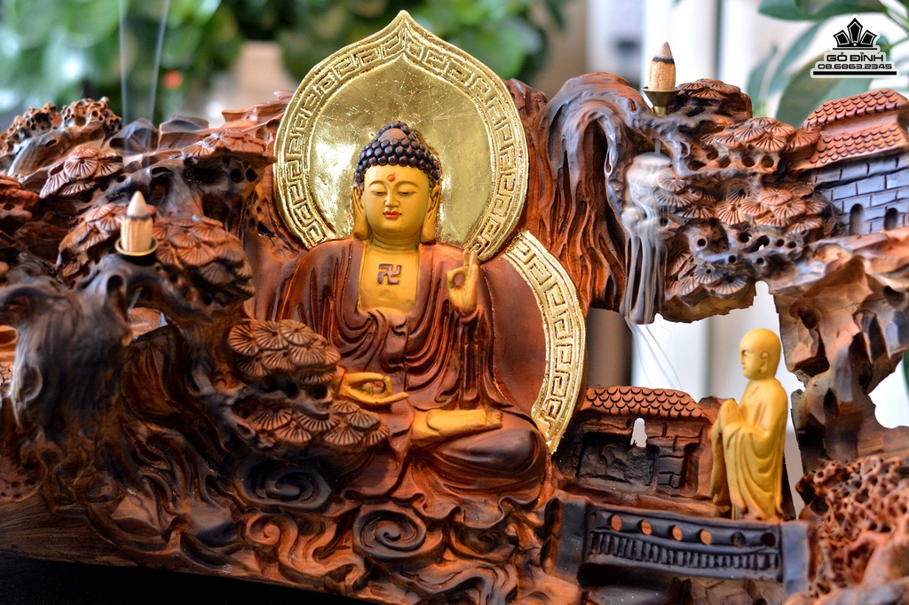 Tượng Nhất Tâm Bái Phật Gỗ Bách Xanh Cao 35 Ngang 68 Sâu 25 (cm)3