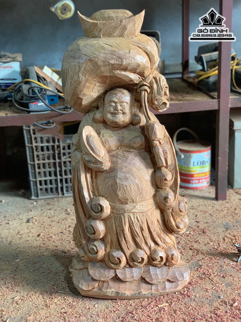 Tượng Phật Di Lặc Gỗ Ngọc Am Cao 81 Ngang 23 Sâu 36 (cm) 3