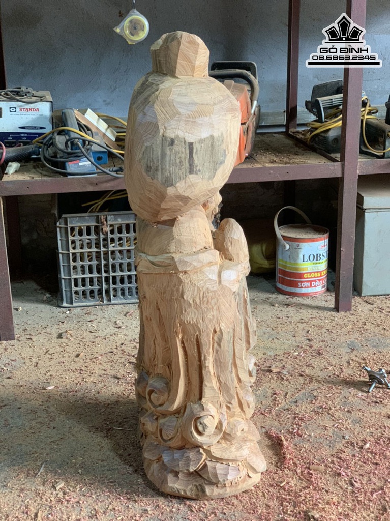 Tượng Phật Di Lặc Gỗ Ngọc Am Cao 81 Ngang 23 Sâu 36 (cm)6