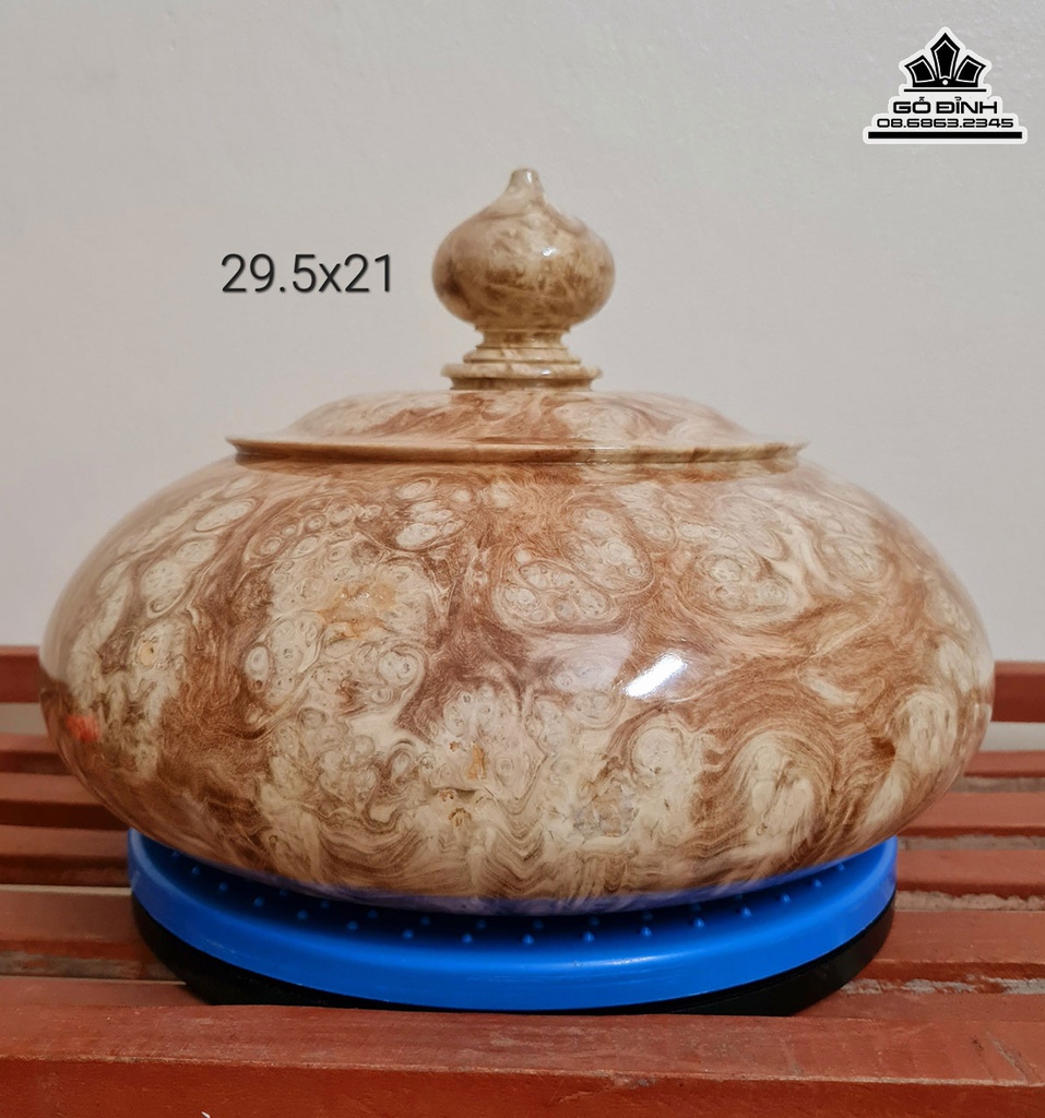 Bình Chum Phú Quý Gỗ Nu Nghiến Cao 21 Đường Kính 29.5 (cm) 0