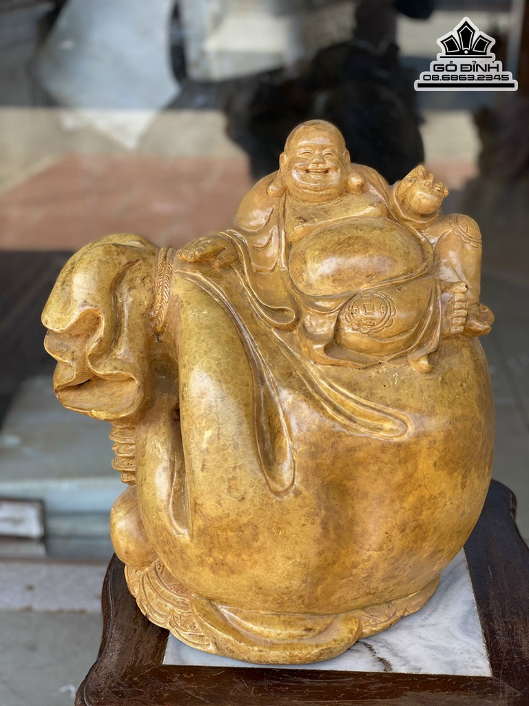 Tượng Phật Di Lặc Gỗ Nu Kháo Cao 38 Ngang 40 Sâu 30 (cm) 0