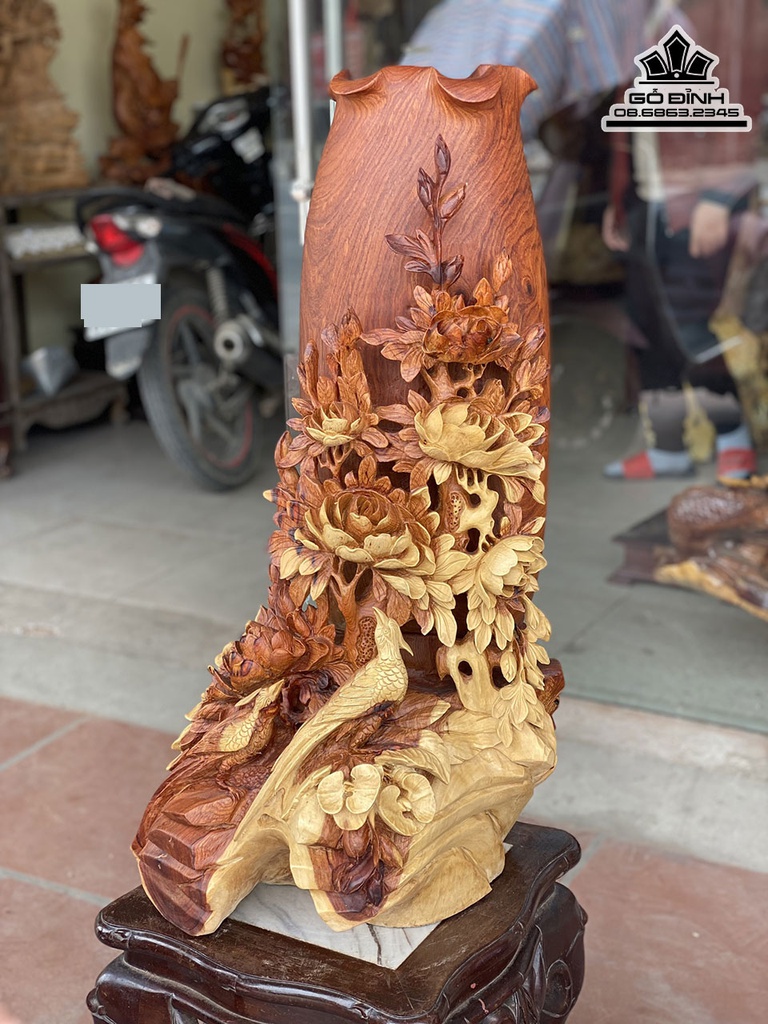 Tượng Phu Thê Viên Mãng Gỗ Hương Cao 79 Ngang 39 Sâu 46 (cm) 0