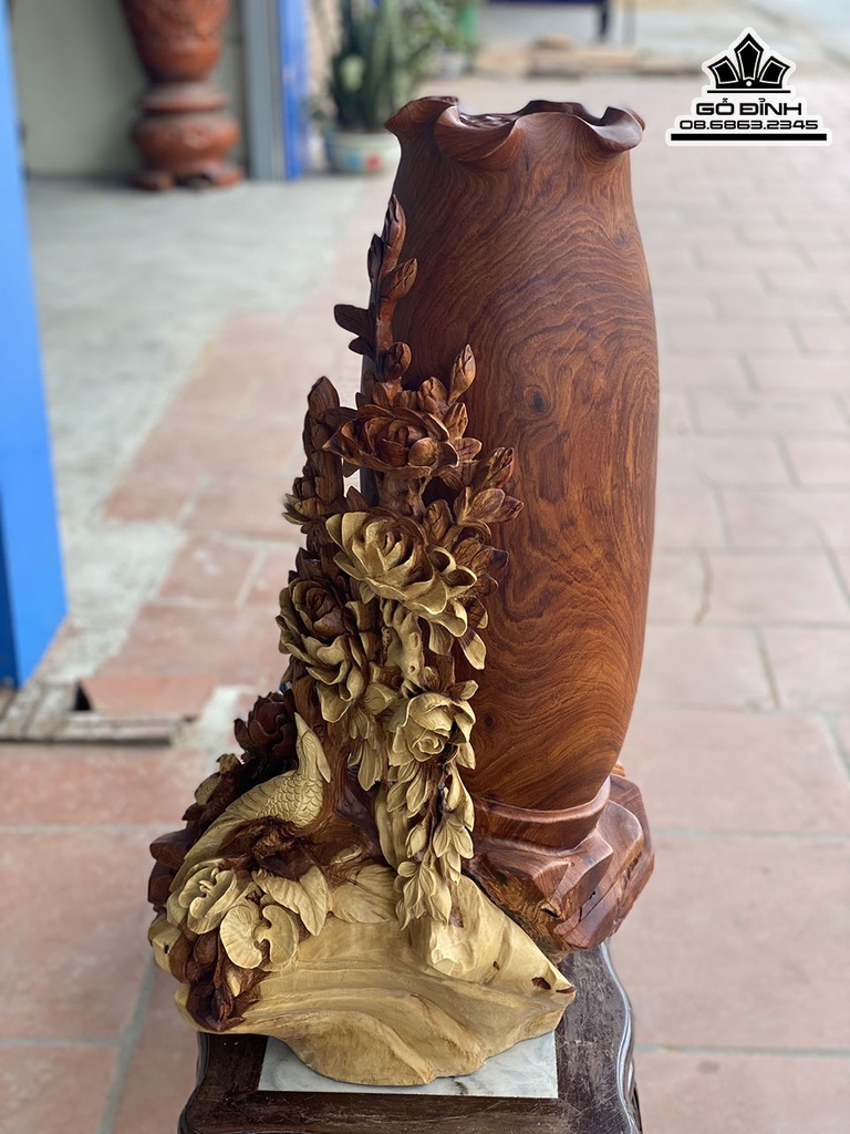 Tượng Phu Thê Viên Mãng Gỗ Hương Cao 79 Ngang 39 Sâu 46 (cm) 2