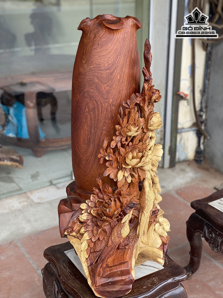 Tượng Phu Thê Viên Mãng Gỗ Hương Cao 79 Ngang 39 Sâu 46 (cm) 3