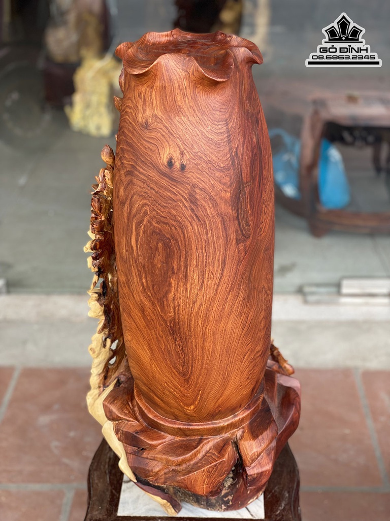 Tượng Phu Thê Viên Mãng Gỗ Hương Cao 79 Ngang 39 Sâu 46 (cm) 5