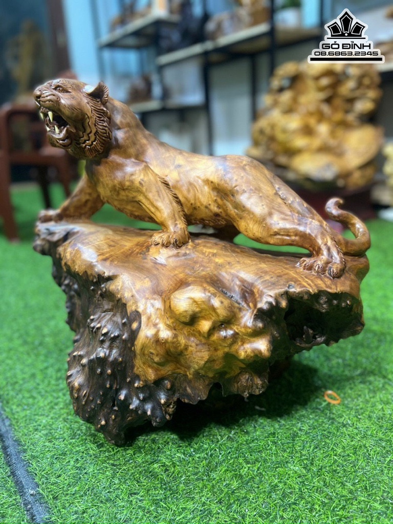 Tượng Hổ Gỗ Ngọc Am Cao 45 Ngang 51 Sâu 28 (cm) 3