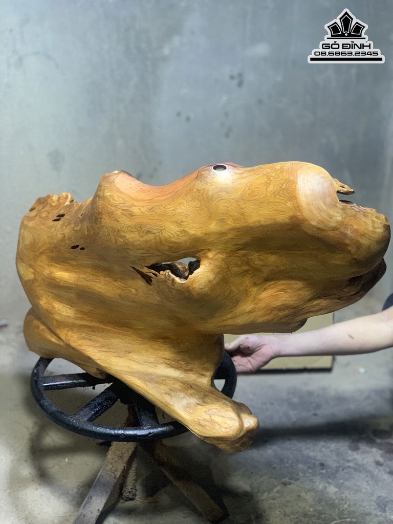 Tượng Di Lặc Nhị Phúc Gỗ Ngọc Am Liền Khối Cao 60 Ngang 95 Sâu 40 (cm) 3