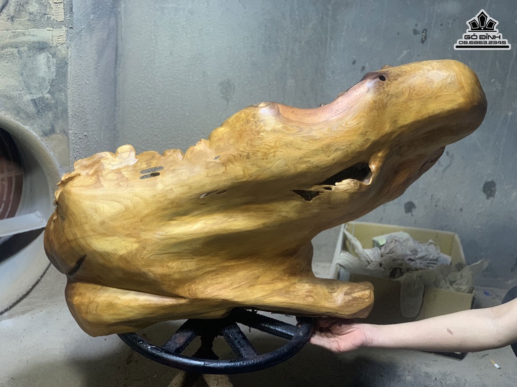 Tượng Di Lặc Nhị Phúc Gỗ Ngọc Am Liền Khối Cao 60 Ngang 95 Sâu 40 (cm) 4