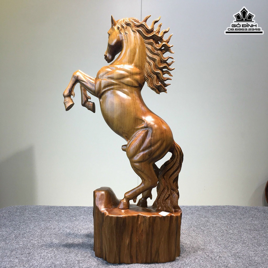 Tượng Ngựa Nhất Mã Gỗ Bách Xanh Cao 61 Ngang 26 Sâu 17 (cm) 2